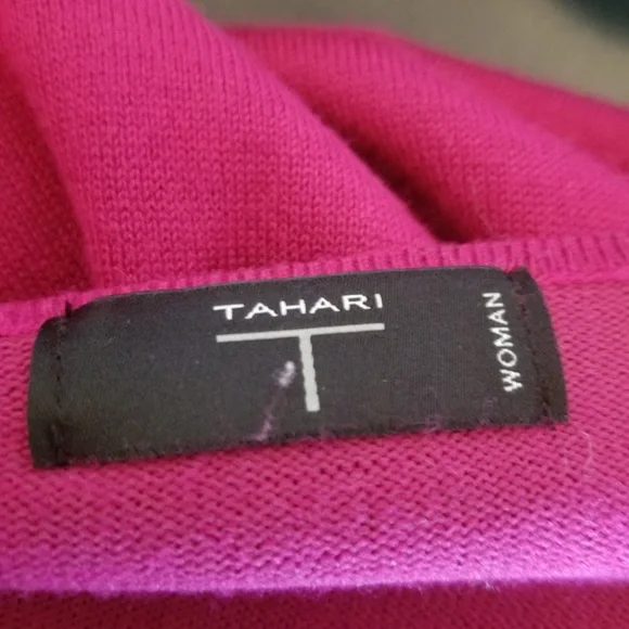 T Tahari Asymmetrical Pomegranate Sweater Top - Picture 6 of 6